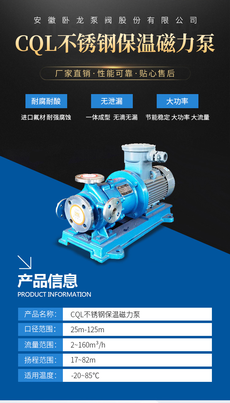 CQL不锈钢保温磁力泵(图2)